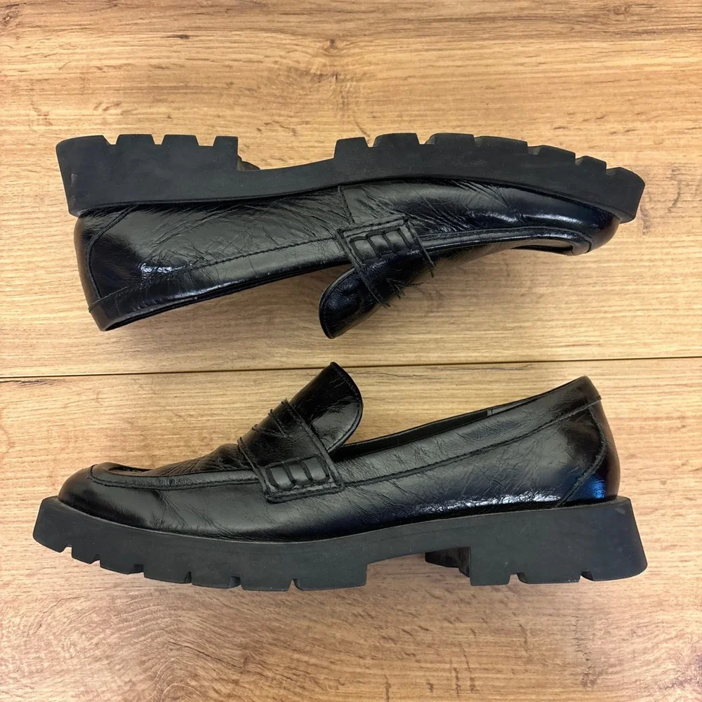 DOLCE VITA Elias Loafer Black Women Size 8.5 Lug Sole Platform Casual Office